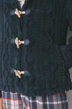 Короткий халат із супер-м'якого флісу з капюшоном