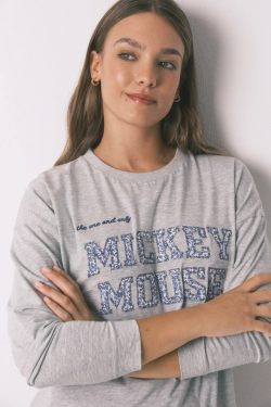Довга сіра бавовняна піжама Mickey