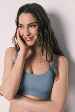 Синій гладкий топ із мікрофібри clean cut