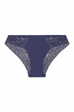 Синие классические трусики из микрофибры и кружева