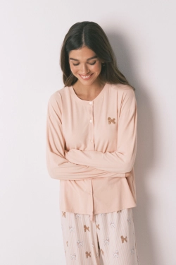 Довга піжама зі м’якої трикотажної тканини, з принтом собачок