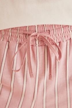 Розовая пижама с короткими рукавами в полоску из хлопка
