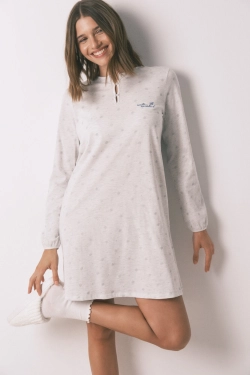 Серая хлопковая ночная сорочка