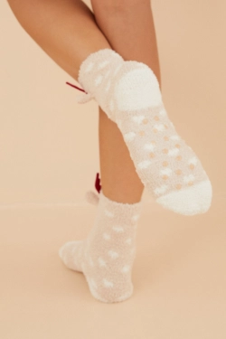 Пухнасті шкарпетки з принтом у вигляді оленя