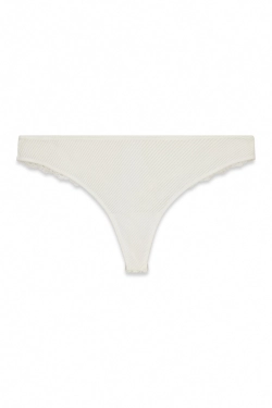 Белые трусики-стринги из микрофибры и кружева