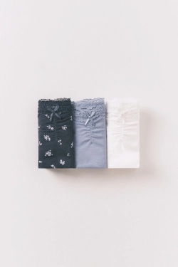 Набор из 3 классических трусиков из хлопка с кружевом и бантиком