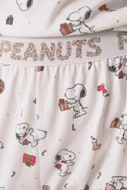 Довга біла піжама з бавовни Snoopy