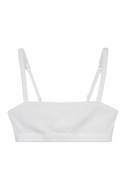 Белый хлопковый бюстгальтер-топ в рубчик