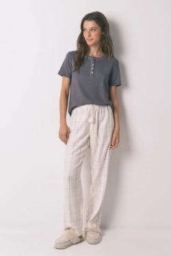 Сіра футболка в рубчик із люрексом