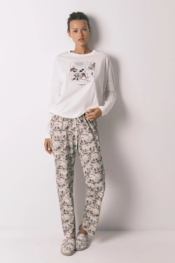 Довга піжама Mickey Mouse білого кольору з бавовни