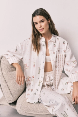 Рубашка с длинными рукавами и цветочным принтом