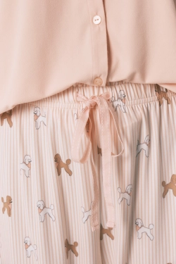 Довга піжама зі м’якої трикотажної тканини, з принтом собачок