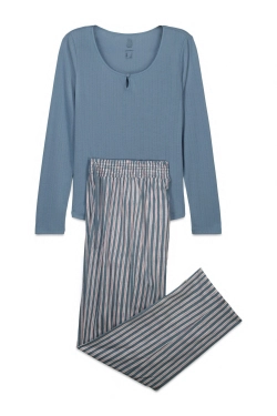 Піжама довга зелена в смужку