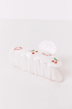 Біла мармурова заколка зі стразами