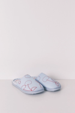 Домашні капці сині з вишеньками