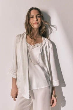 Довга піжама та халат із сатину