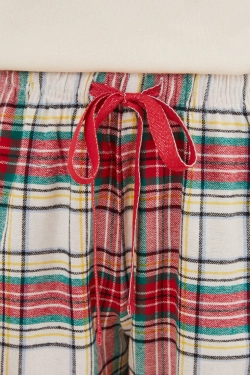 Картаті піжамні штани з бавовни червоного кольору