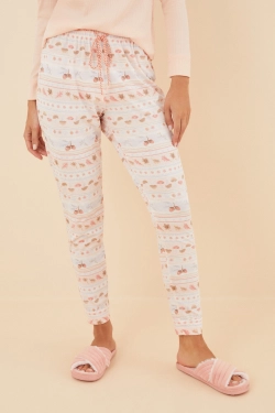 Длинные осенние пижамные брюки из 100% хлопка с принтом