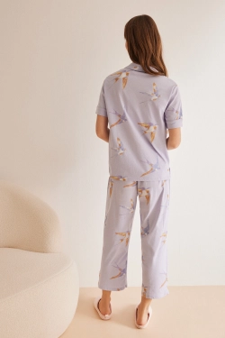 Классическая сиреневая пижама из хлопка