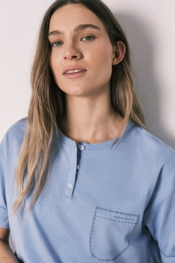 Коротка піжама з бавовни з штанами в смужку