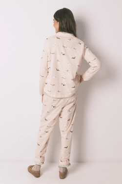 Длинная пижама из хлопка с принтом полосок и собачек