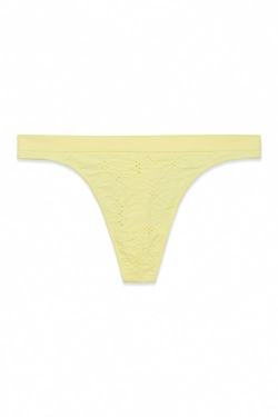 Трусы-танга желтого цвета с цветочным принтом