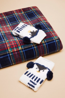 Пухнасті шкарпетки з шарфом у вигляді пінгвіна