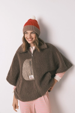 Короткий халат-пончо из мягкого флиса Snoopy