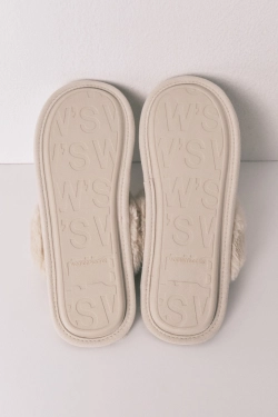 Бежеві капці-мокасини зі штучним хутром