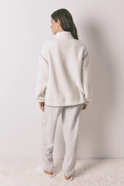 Довга піжама з принтом зі штучної овчини та флісу