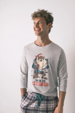 Длинная мужская пижама из 100% хлопка