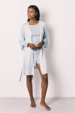 Голубой халат миди из мягкой вискозы