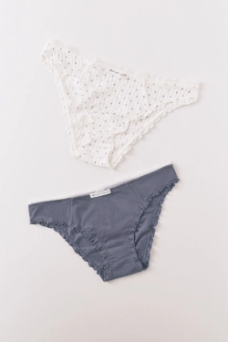 Набір із 2 класичних бавовняних трусиків, блакитні та з білим принтом