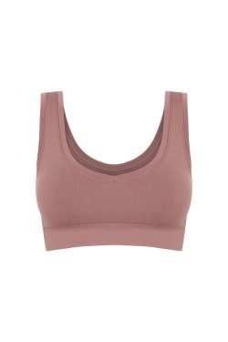 Безшовний топ коричневого кольору