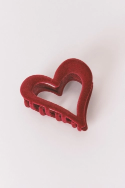 Маленька заколка «серце» кольору бордо