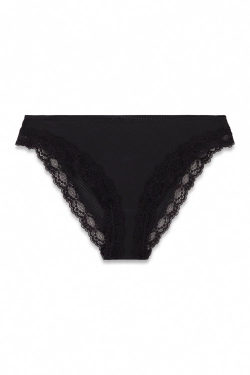 Чорні класичні трусики з мікрофібри та мережива