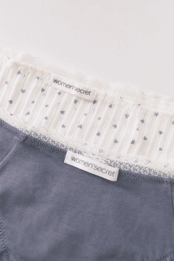 Набір із 2 класичних бавовняних трусиків, блакитні та з білим принтом