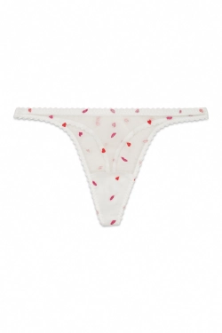 Трусики-танга білого кольору з вишивкою