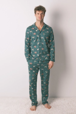 Мужская хлопковая пижама с принтом в виде собак