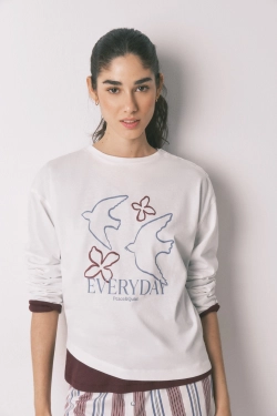 Футболка из хлопка с рукавом 3/4