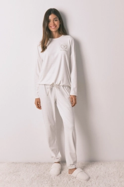 Довга флісова піжама зі смугастим принтом із люрексом