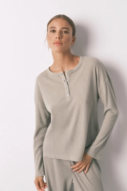 Довга піжама з вафельною фактурою кольору хакі