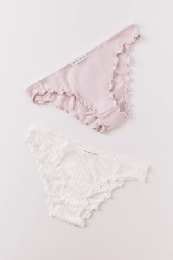 Набір із 2 класичних бавовняних трусиків рожеві та з білим принтом