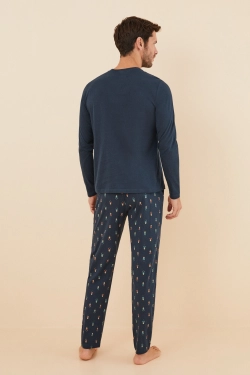 Длинная мужская пижама Щелкунчик из хлопка (размер S)