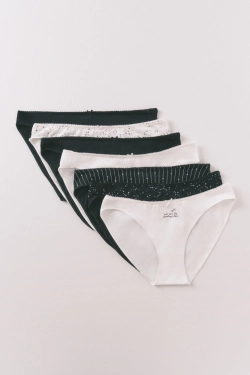 Набір із 7 класичних трусиків із бавовни в чорному та білому кольорах