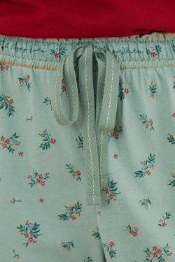 Бавовняні піжамні штани з квітковим принтом