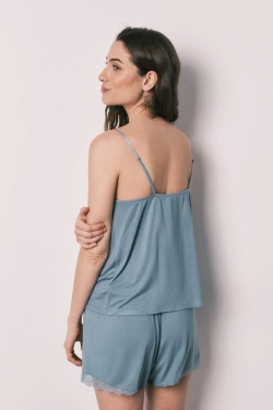 Блакитна коротка піжама з м'якої віскози