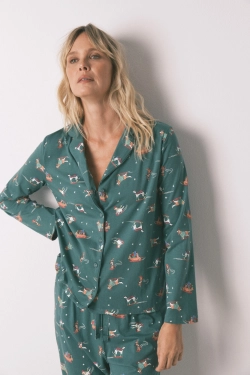 Женская хлопковая пижама с принтом в виде собак