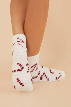 Пухнасті шкарпетки з принтом Candy Cane