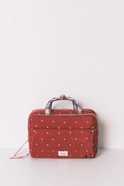 Велика червона нейлонова косметичка з принтом у вигляді сердець